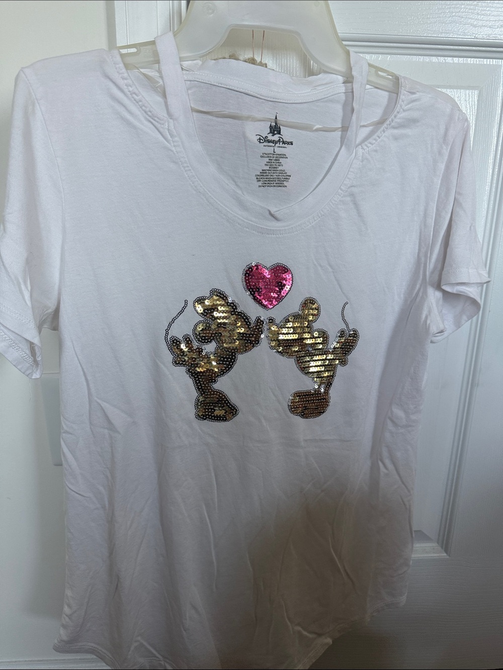 Disney White Logo Tee with Black Castle Print